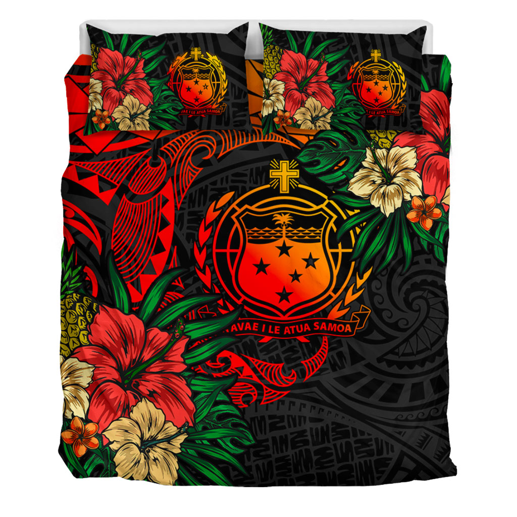 Samoa Bedding Set Polynesian Coat Of Arms Tropical