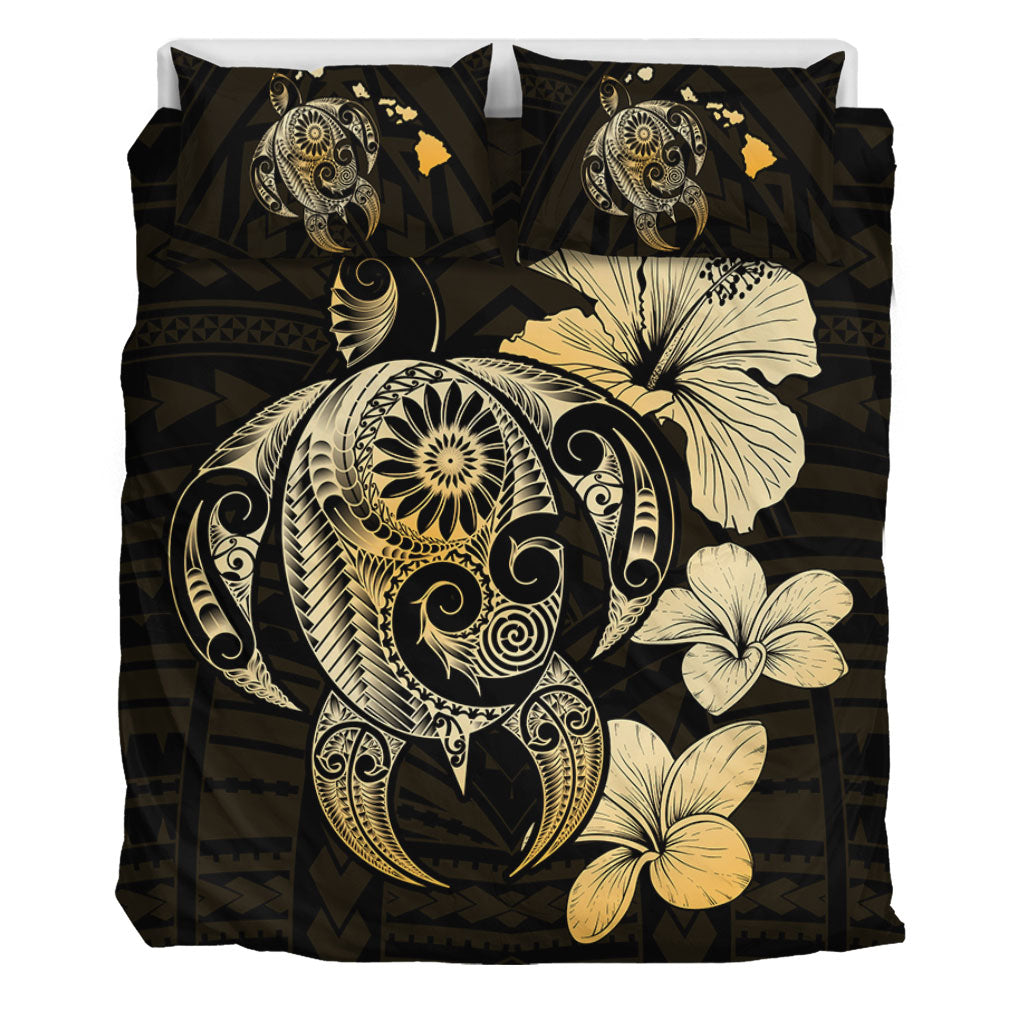 Hawaii Bedding Set Hibiscus Plumeria Mix Polynesian Turtle