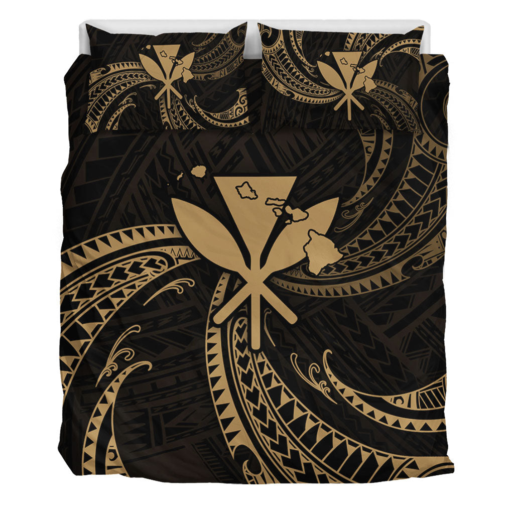 Hawaii Bedding Set Kanaka Map Tribal Wave