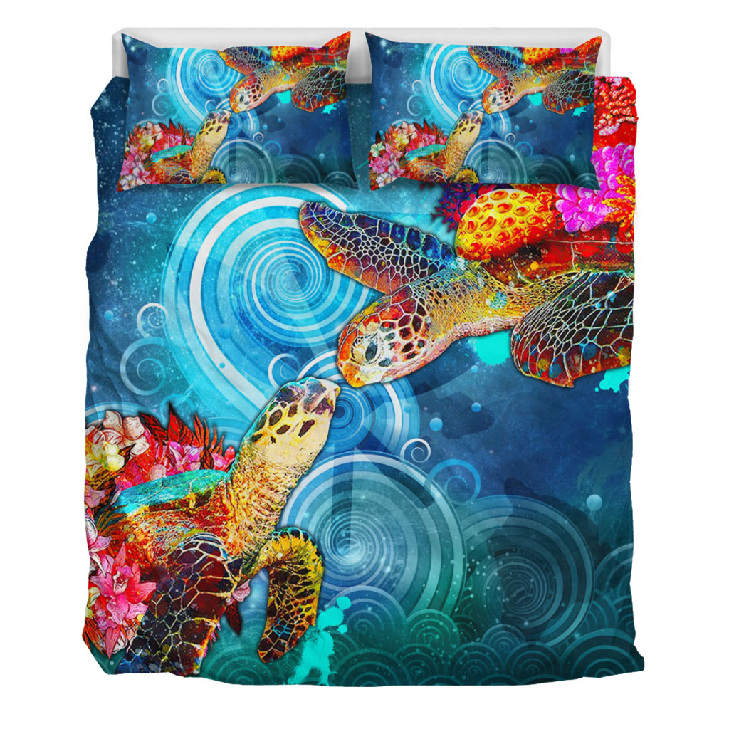 Hawaii Bedding Set Turtle Kiss Ocean Galaxy