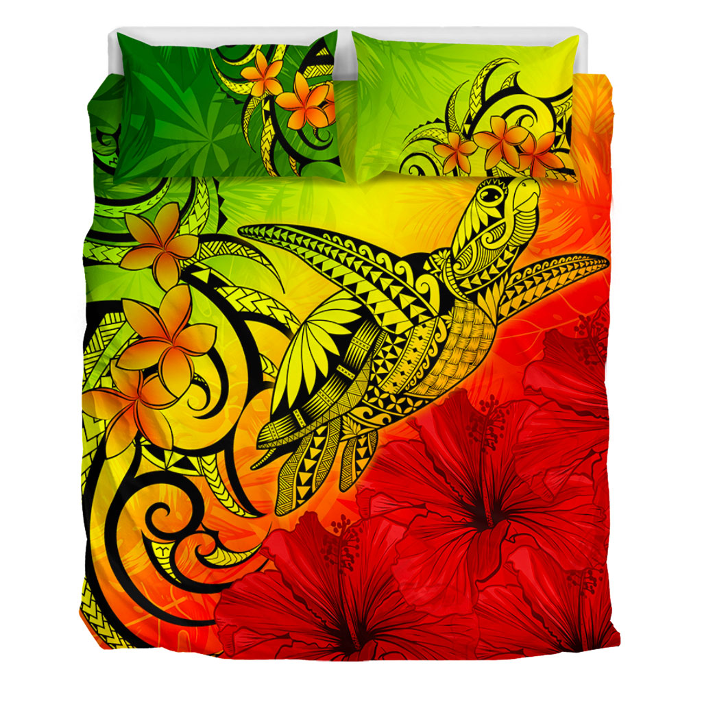 Hawaii Bedding Set Tribal Polynesia Tropical Hibiscus Flower