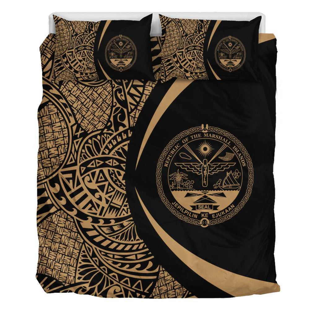 Marshall Islands Bedding Set Lauhala Gold Circle Style