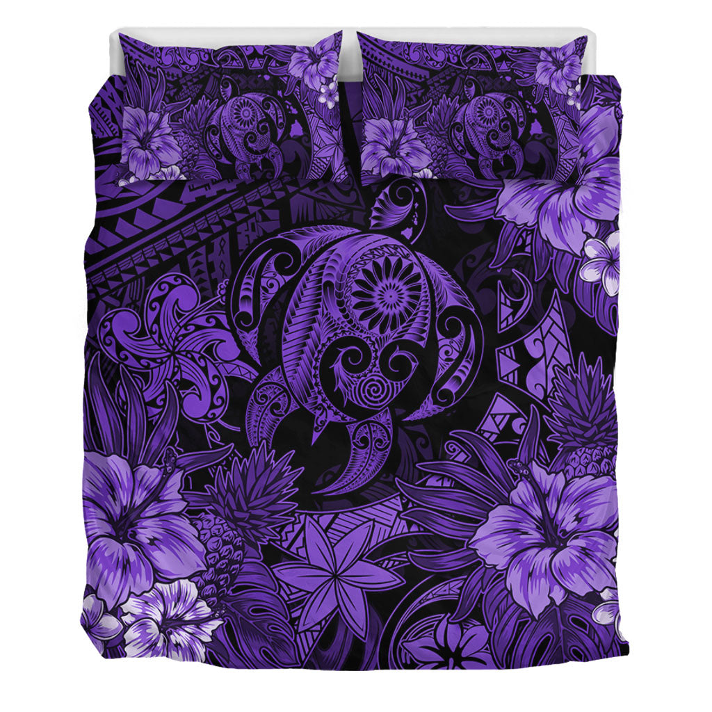 Hawaii Bedding Set Tribal Polynesia Sea Turtle Design Pacific Dream