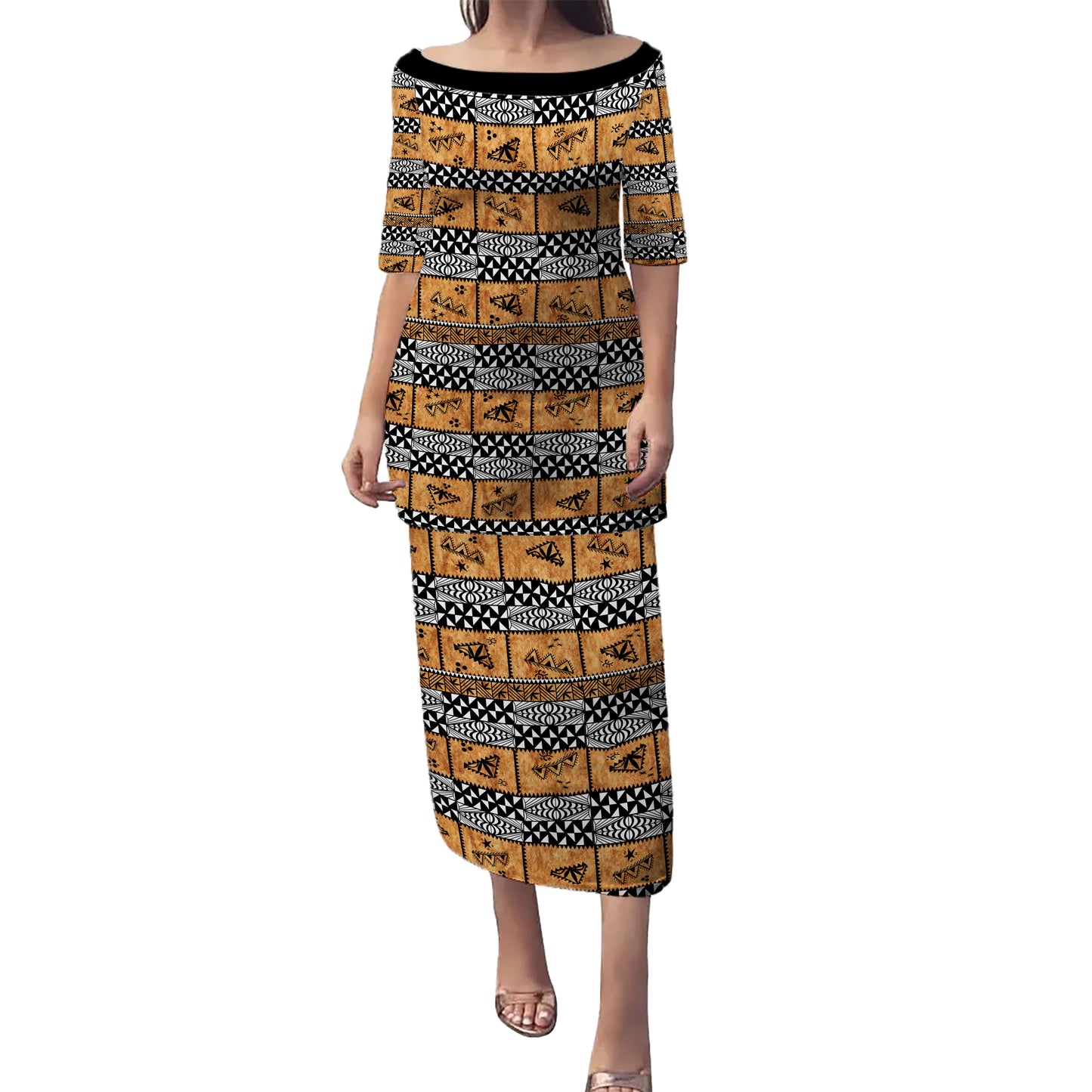 Tonga Combo Puletasi And Shirt Tapa Pattern