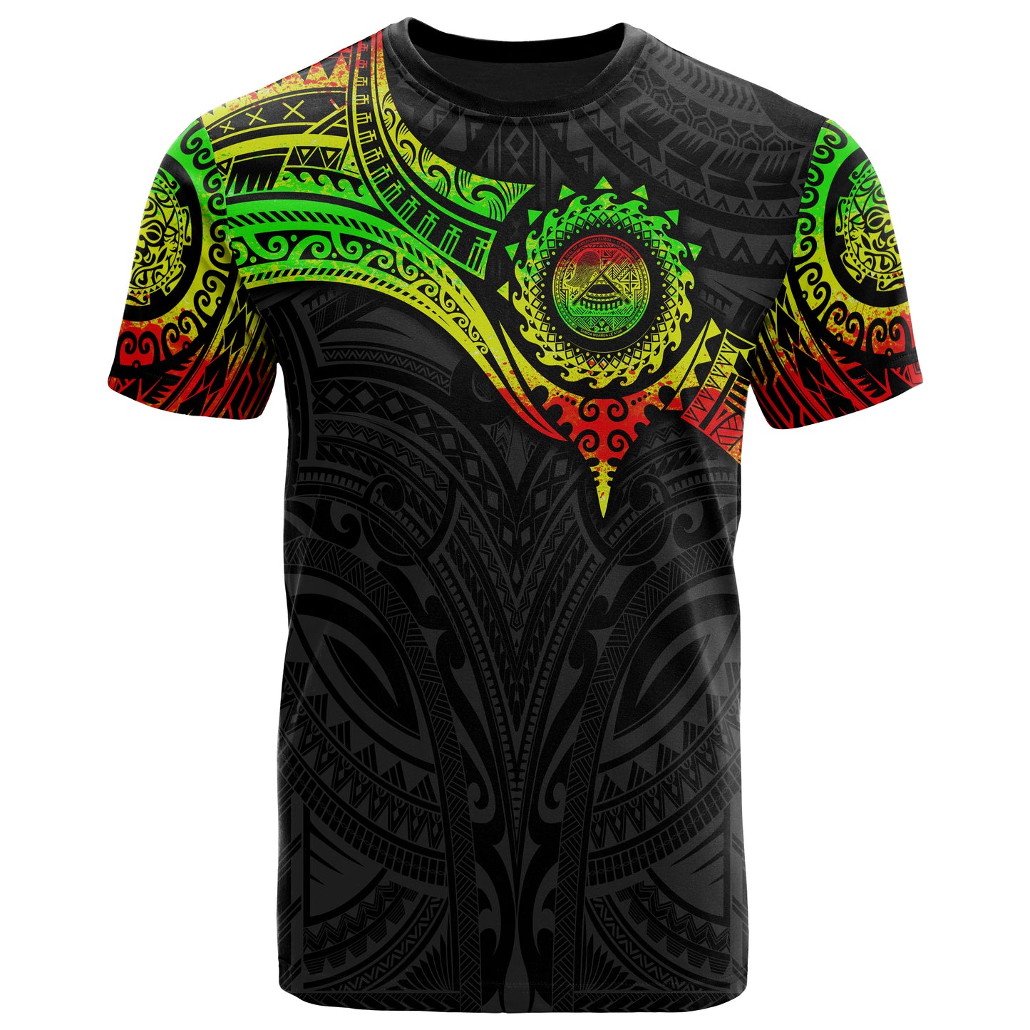 American Samoa Polynesian T-Shirt - Full Color Heart Shield