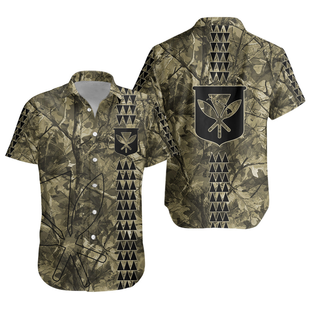 Hawaii Short Sleeve Shirt Woodland Kanaka Camo Style