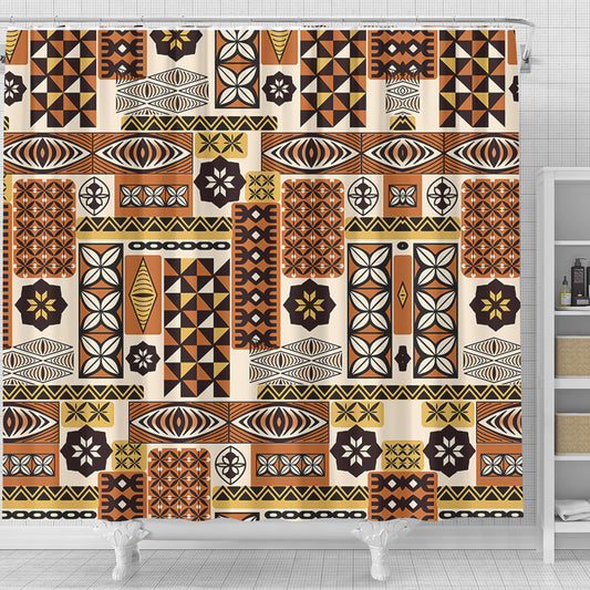 Tonga Shower Curtain Ngatu Tapa Pattern
