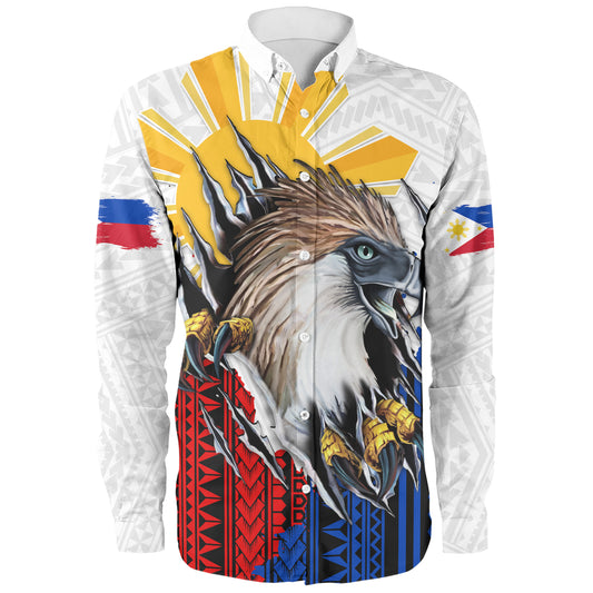 Philippines Filipinos Long Sleeve Shirt Eagle Claws Scratching Grunge Style