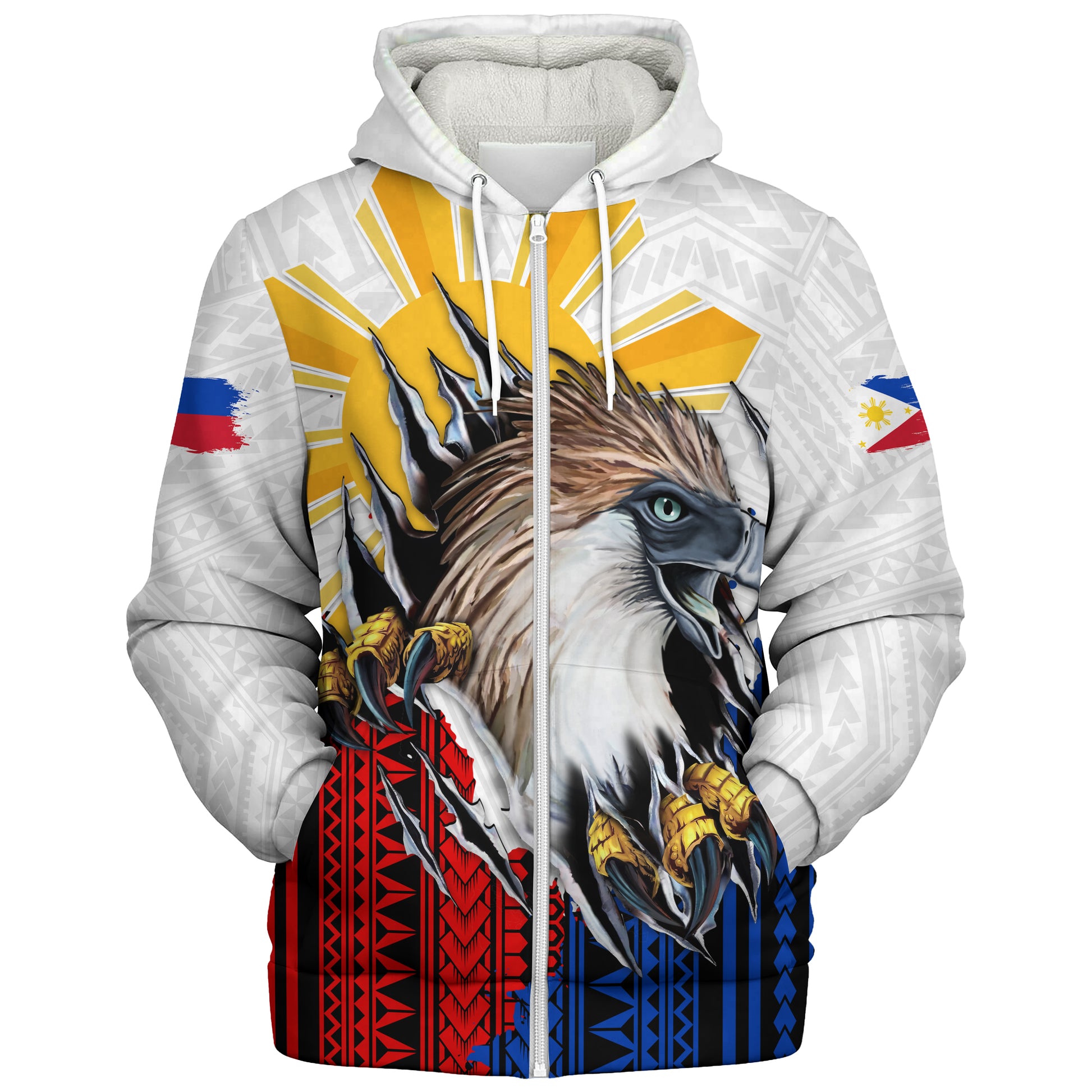Philippines Filipinos Sherpa Hoodie Eagle Claws Scratching Grunge Style