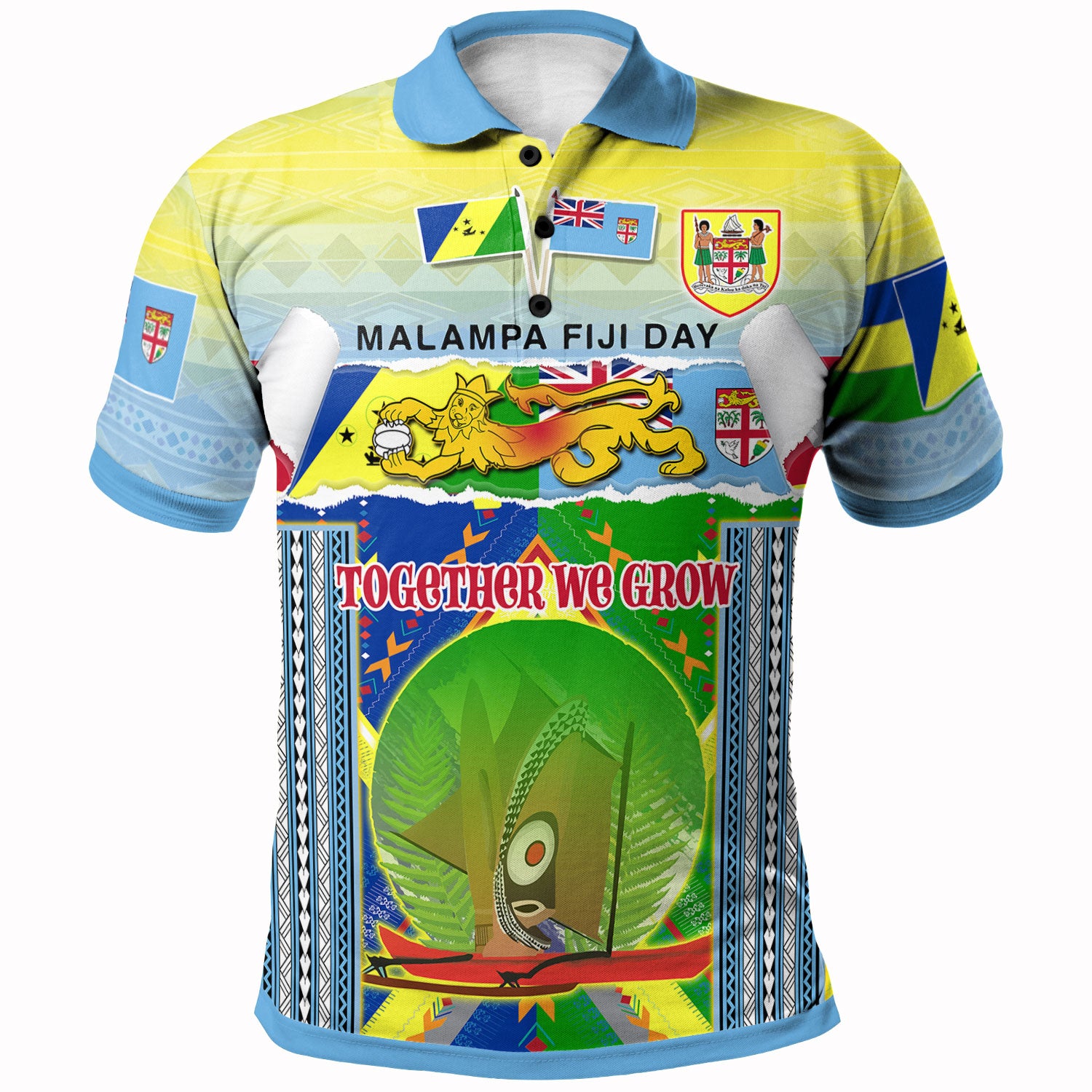 Malampa Fiji Polynesian Polo Shirt - Custom MALAMPA-Fiji Day "Together We Grow" Polynesian Scratch Style Polo Shirt