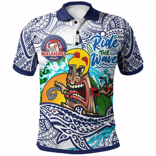 Hawaii Custom Personalised Polo Shirt - Waianae High School Tribal Tiki Shark Riders Polynesian Pride Polo Shirt