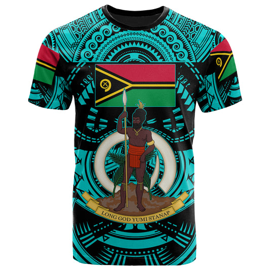 Vanuatu T-Shirt - Custom Vanuatu Polynesian Culture Pride Turquoise T-Shirt