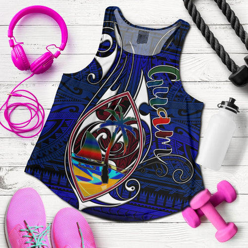 Guam Women Racerback Tank - Guam Independence Day With Hook Polynesian Patterns