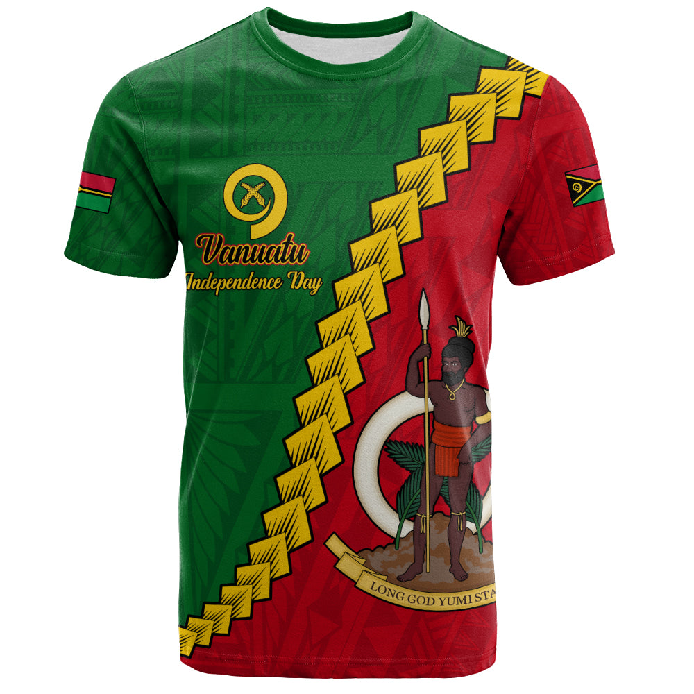 Vanuatu T-Shirt Tribal Coat Of Arms With Flag Independence Day