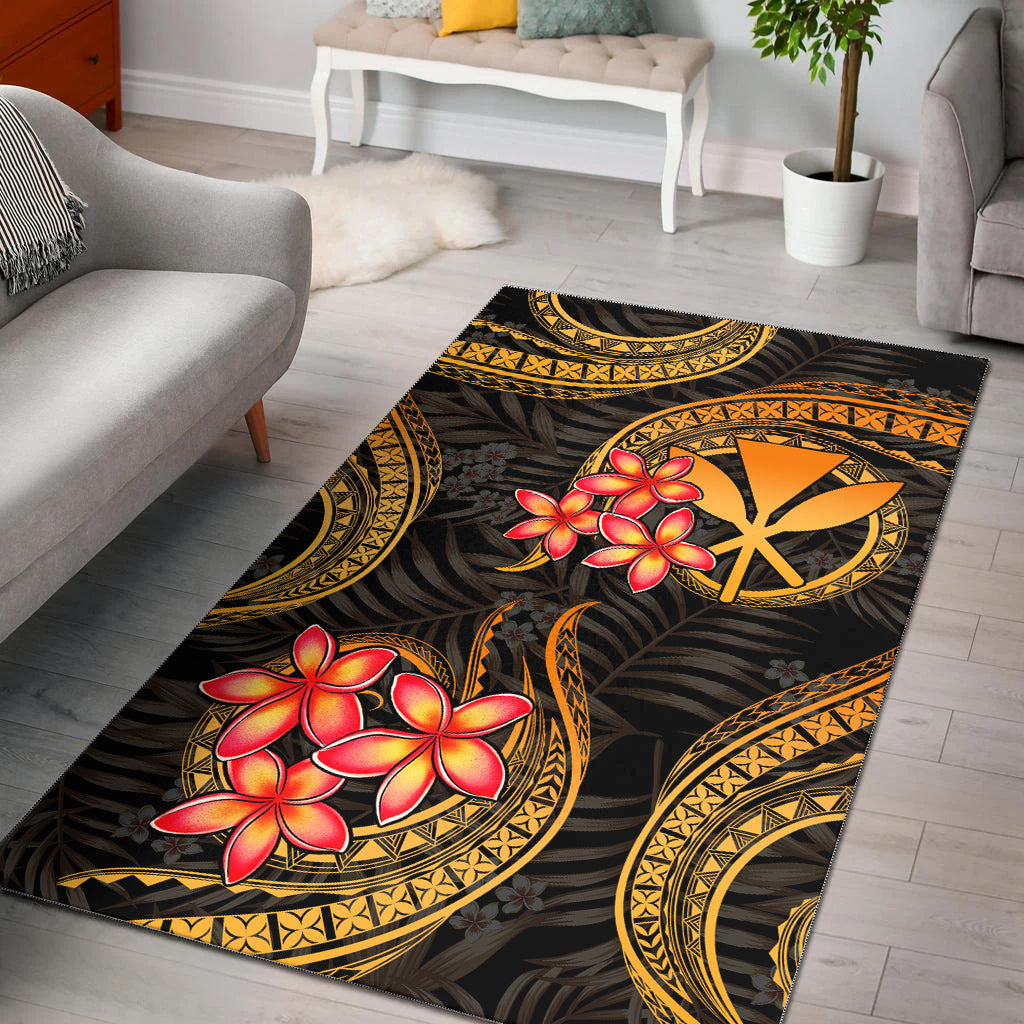 Hawaii Polynesian Area Rug - Gold Plumeria