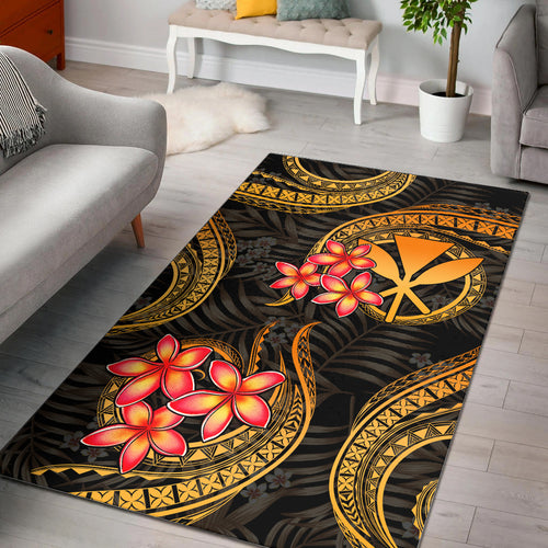 Hawaii Polynesian Area Rug - Gold Plumeria
