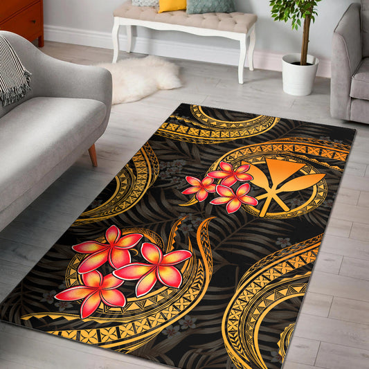 Hawaii Polynesian Area Rug - Gold Plumeria