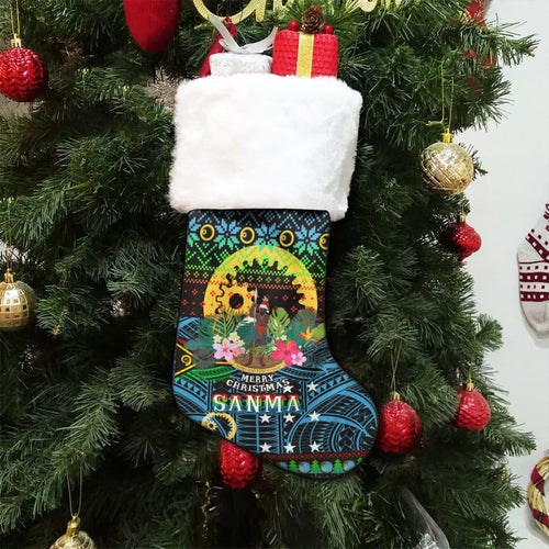 Shefa Polynesian Christmas Stocking - Shefa Vanuatu Coat of Arms Christmas Hat Polynesian Patterns Christmas Stocking