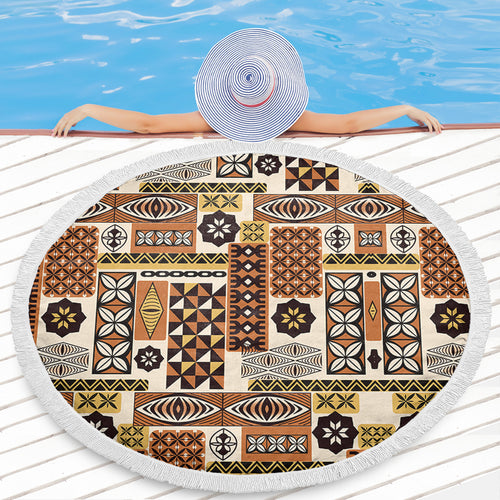Tonga Beach Blanket Ngatu Tapa Pattern