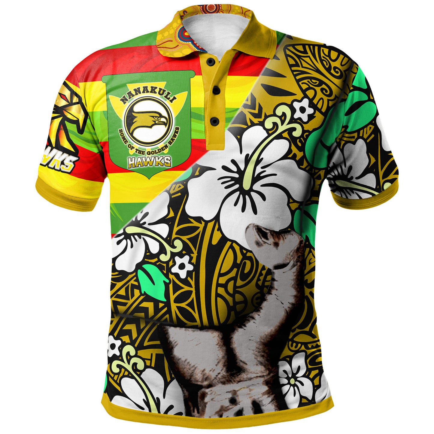 Hawaii Nanakuli High & Intermediate School Custom Polynesian Patronage Polo Shirt - The Golden Hawk Bloods In My Veins