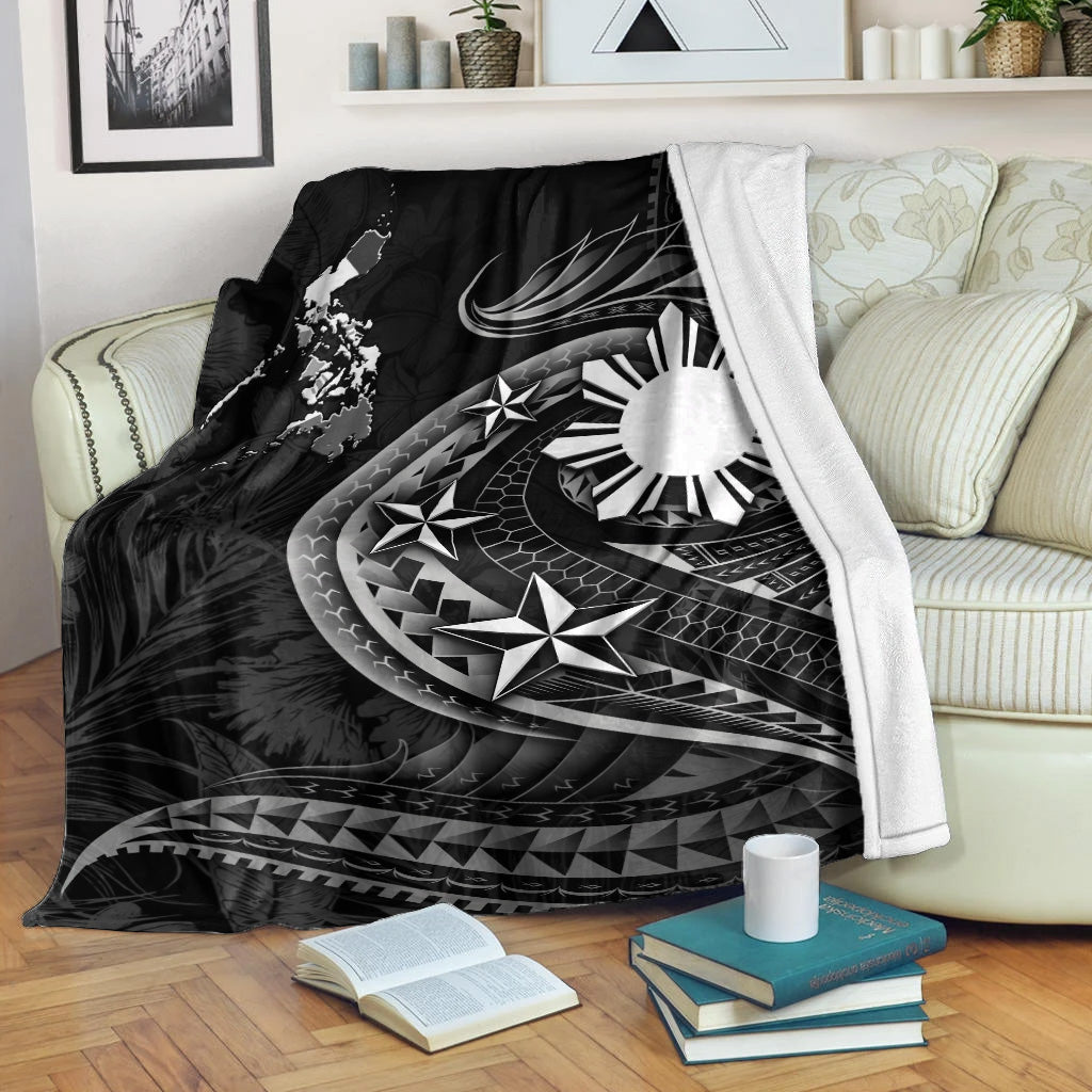 Philippines Filipinos Premium Blanket Philippines Sun Tribal Patterns Tropical Flowers Curve Style