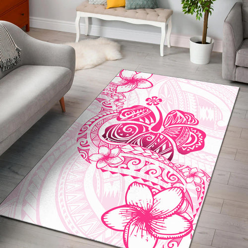 Hawaii Area Rug Pink Hibiscus And Plumeria Flowers Polynesian Decor
