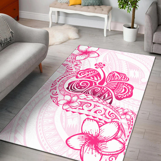 Hawaii Area Rug Pink Hibiscus And Plumeria Flowers Polynesian Decor