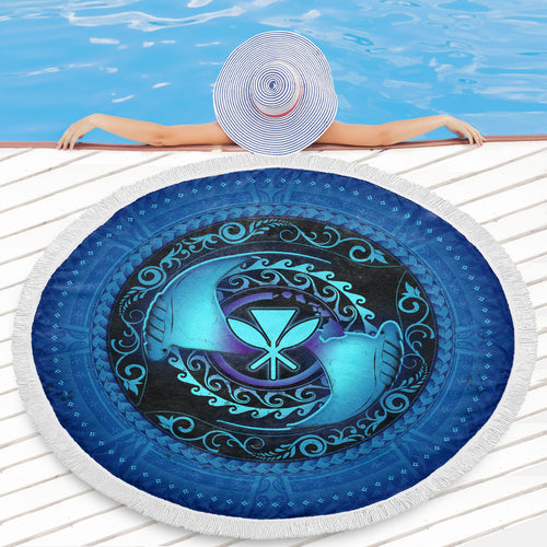 Hawaii Beach Blanket Manta Ray Couple Polynesian Ocean Style