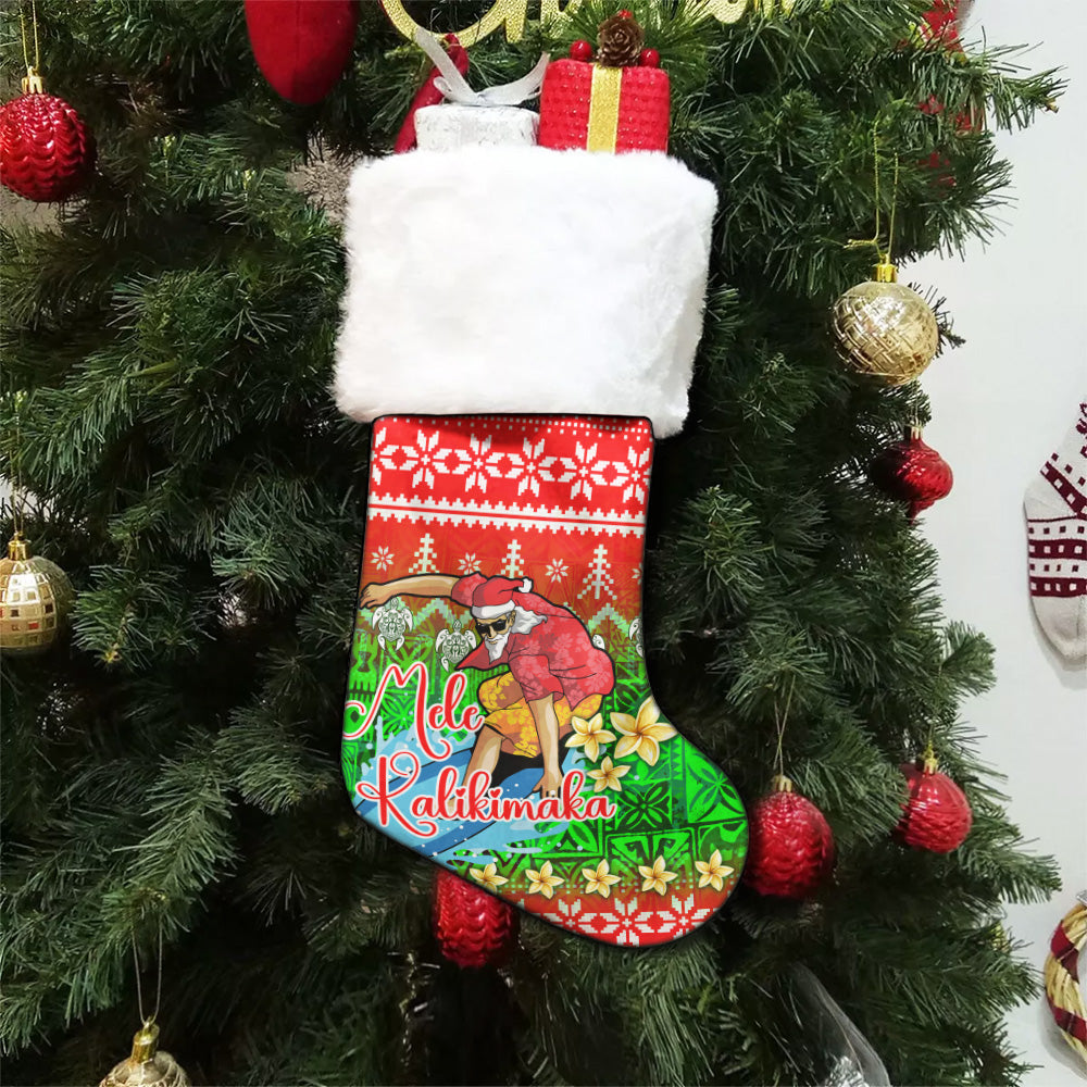 Hawaii Christmas Stocking Santa Surfing Mele Kalikimaka Style