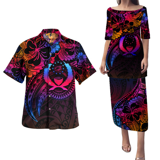 Pohnpei State Combo Puletasi And Shirt Rainbow Style