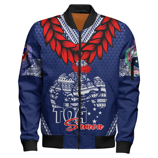 Personalised Toa Samoa Bomber Jacket Ulafala Style Samoa Warriors
