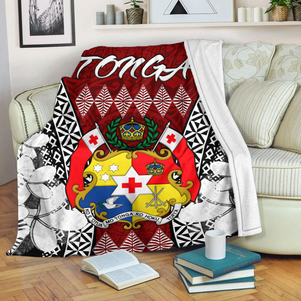 Tonga Premium Blanket - Pattern Inspired By Tonga And Polynesian With Coat Of Arms