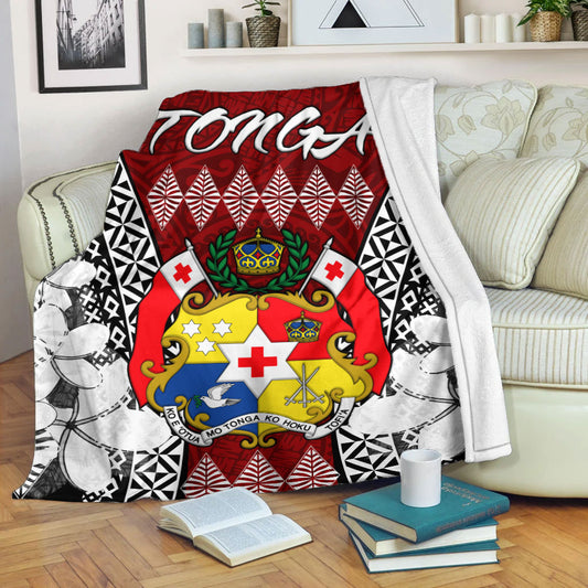 Tonga Premium Blanket - Pattern Inspired By Tonga And Polynesian With Coat Of Arms