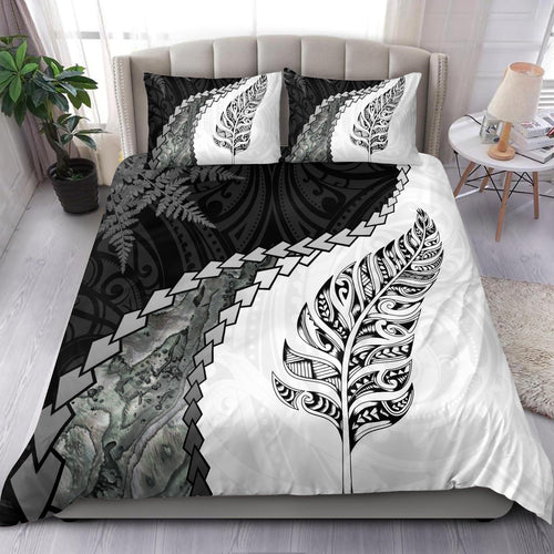 New Zealand Bedding Set Silver Fern Maori Pattern