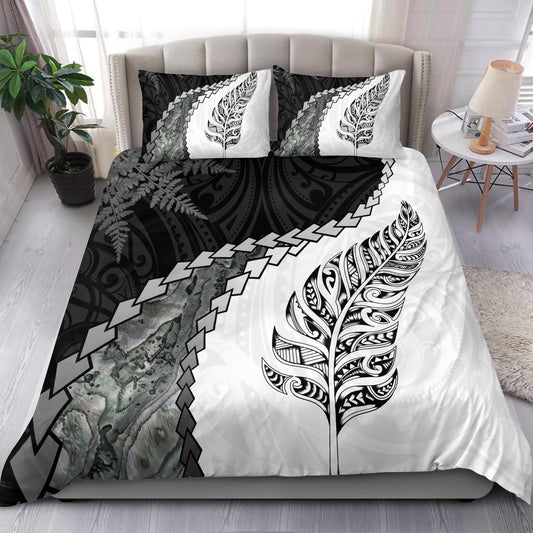 New Zealand Bedding Set Silver Fern Maori Pattern
