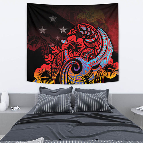 Papua New Guinea Tapestry Birds Of Paradise With Flag Color Style