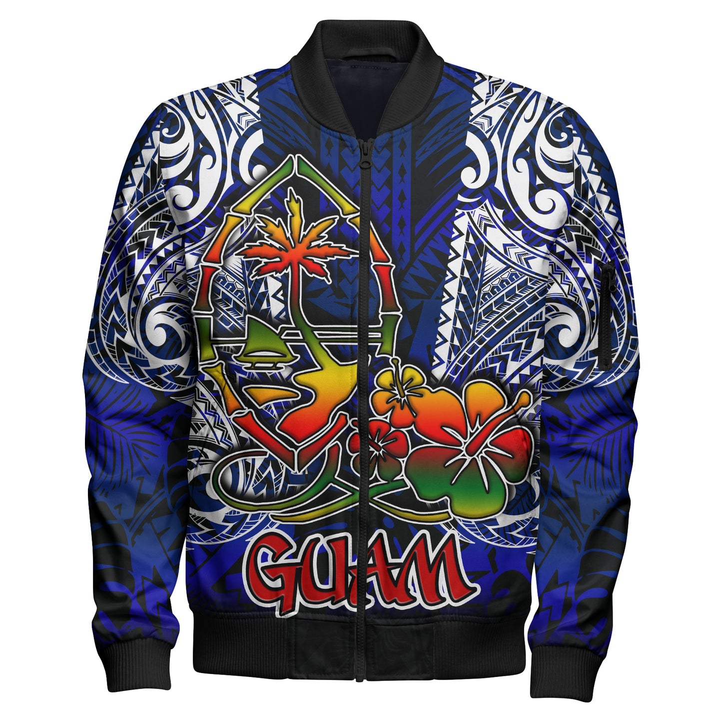 Guam Bomber Jacket - Guam Independence Day '' Wish You A Very Happy Independence Day '' With Polynesian Patterns