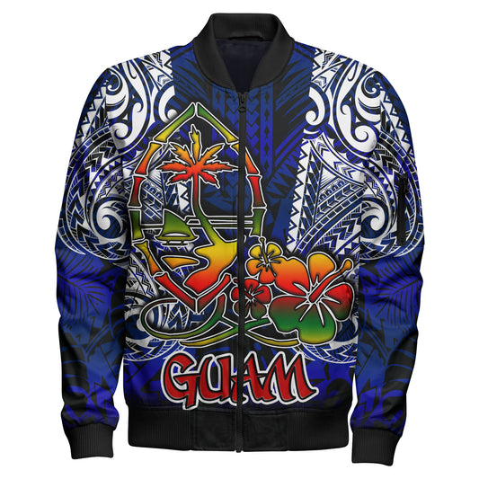 Guam Bomber Jacket - Guam Independence Day '' Wish You A Very Happy Independence Day '' With Polynesian Patterns