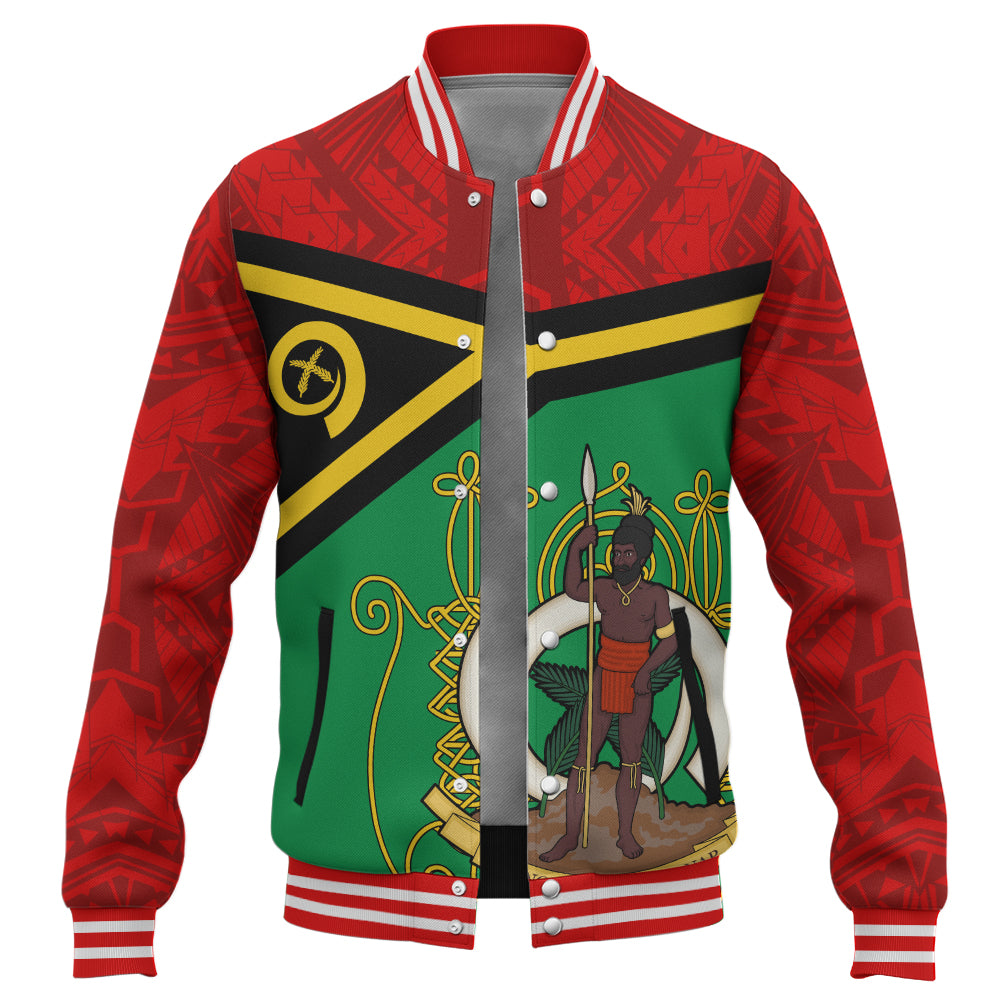 Vanuatu Baseball Jacket Melanesia Flag And Coat Of Arms