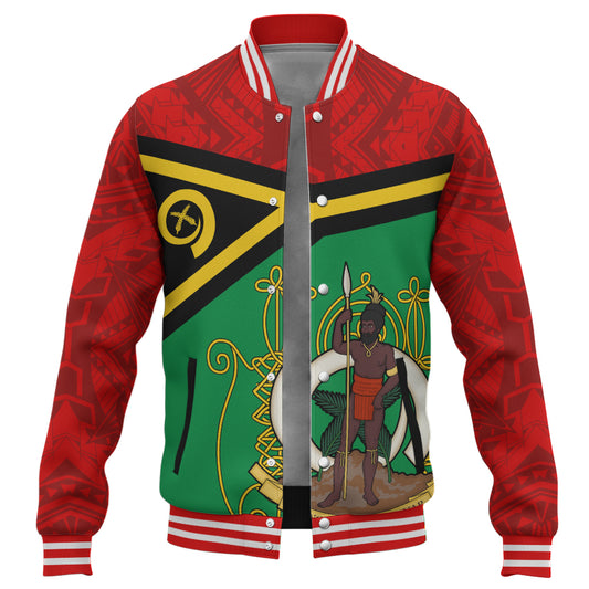 Vanuatu Baseball Jacket Melanesia Flag And Coat Of Arms