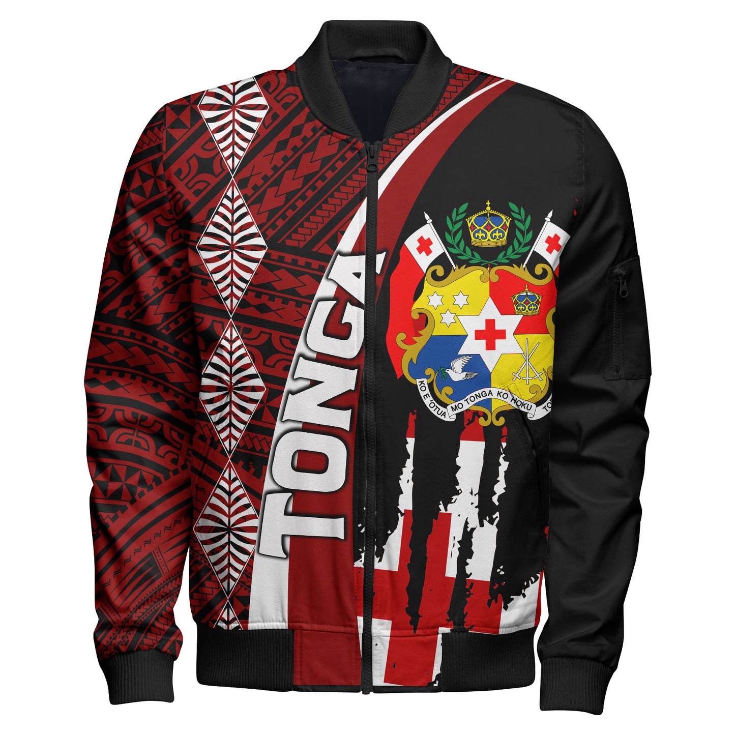 Tonga Bomber Jacket - Coat Of Arms Tapa Tonga Patterns