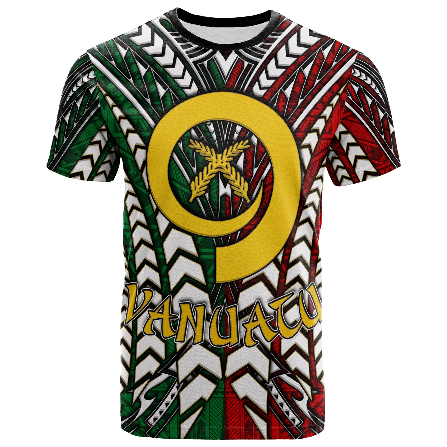 Vanuatu T-Shirt - Custom Vanuatu Independence Anniversary With Arm Polynesian Patterns T-Shirt