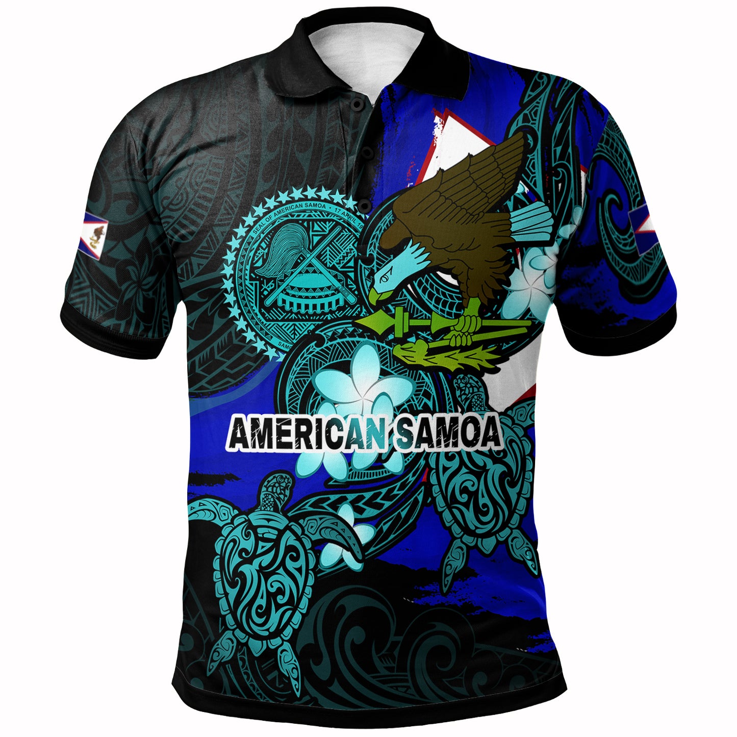 American Samoa Polo Shirt - American Samoa Independence Day With Bald Eagle And Polynesian Patterns