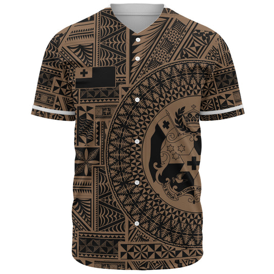 Tonga Baseball Shirt Royal Seal Tribal Pattern
