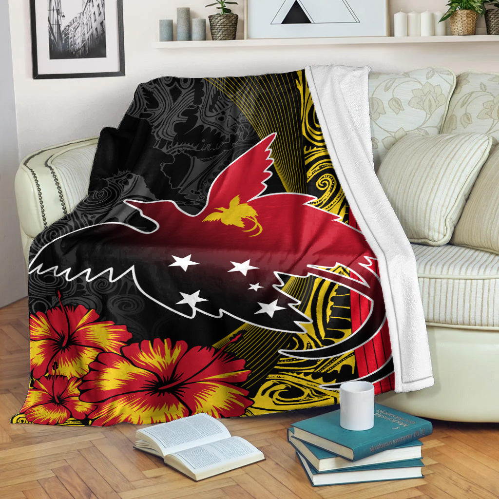 Papua New Guinea Premium Blanket Paradise Bird With Tribal Pattern