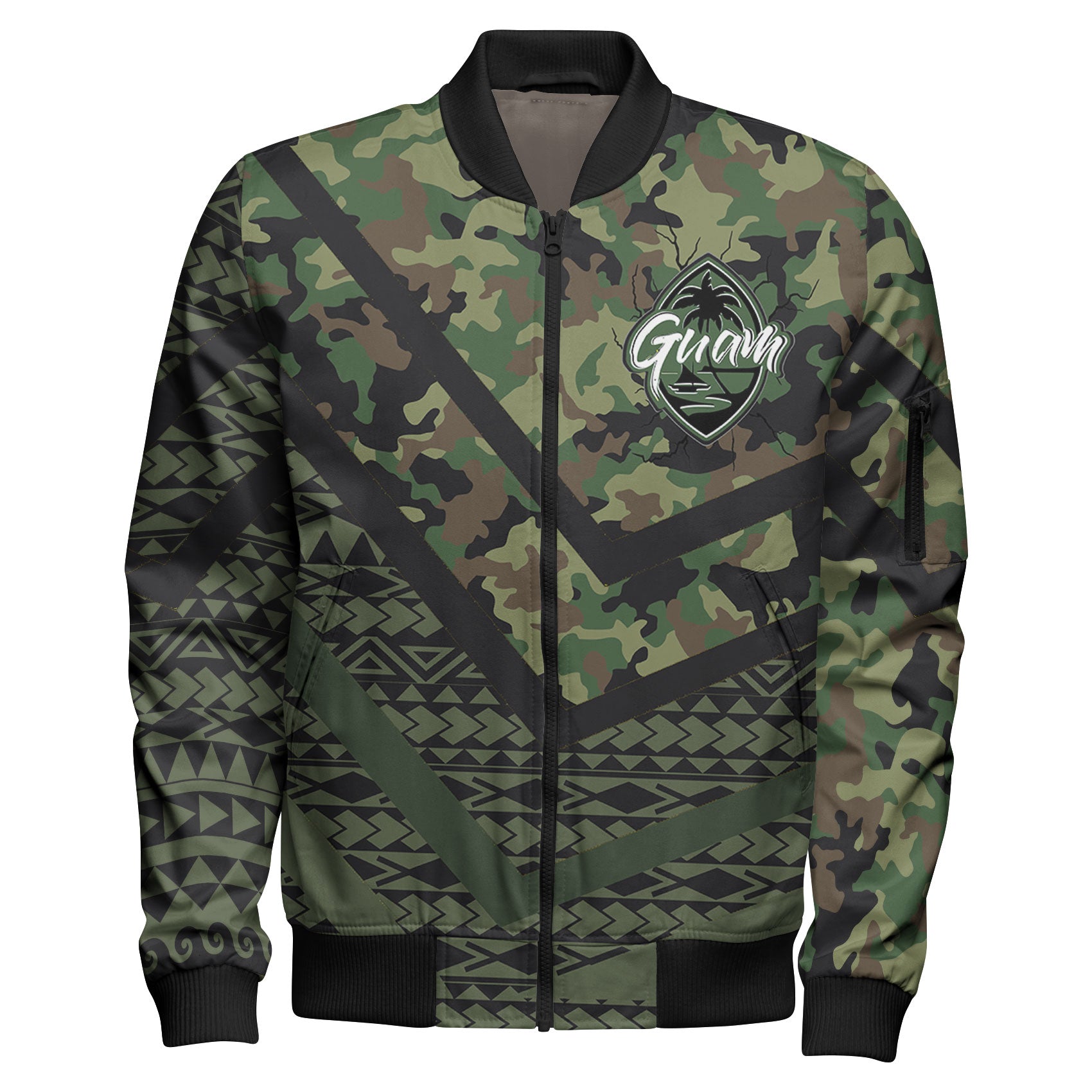 Guam Bomber Jacket - Custom Guam Camo Deluxe Polynesian Tattoo Bomber Jacket