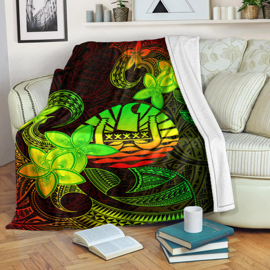 Tahiti Premium Blanket Plumeria Flowers Vintage Style Reggae Colors