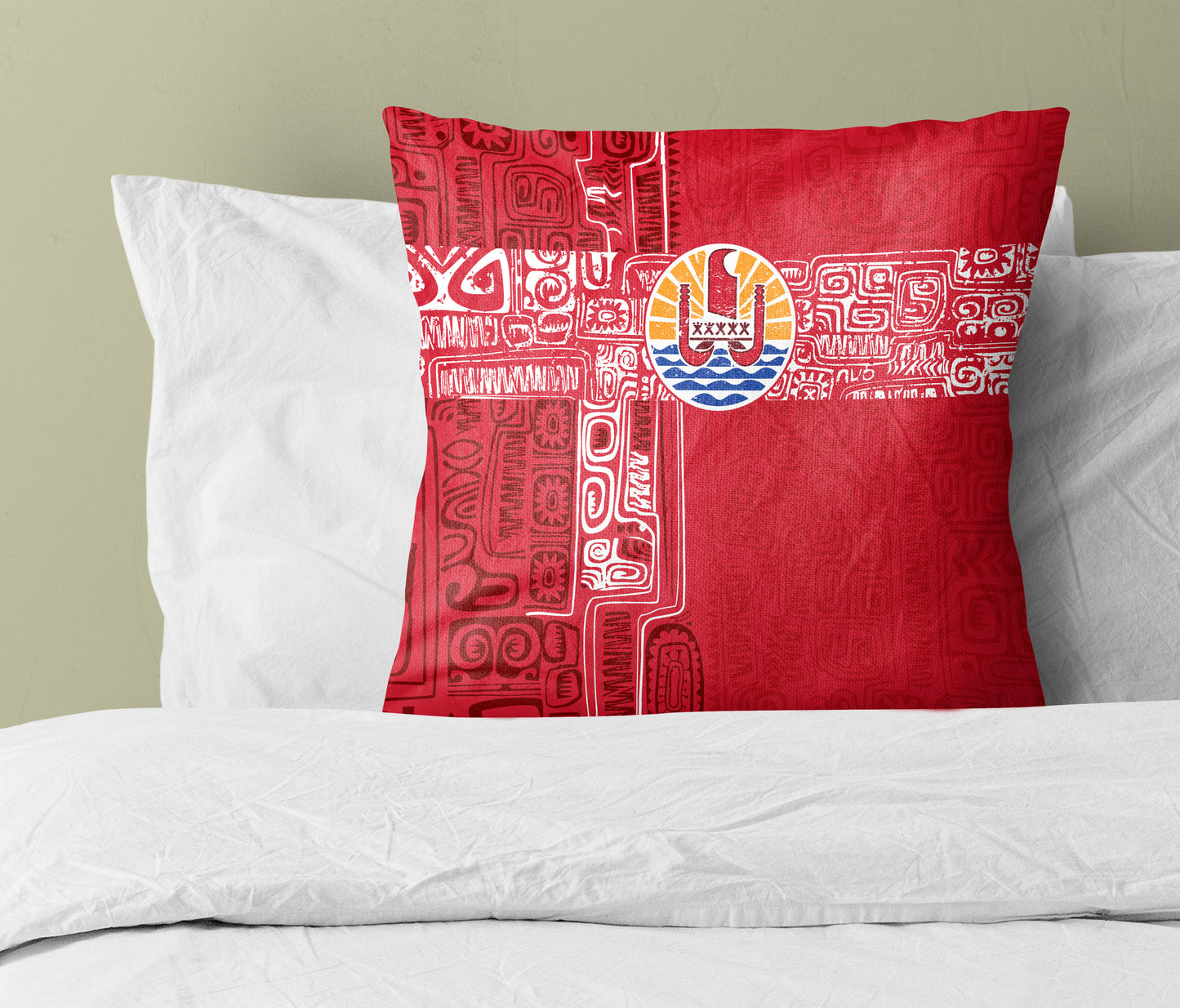 Tahiti Pillow Cover French Polynesia Pattern Vintage Style