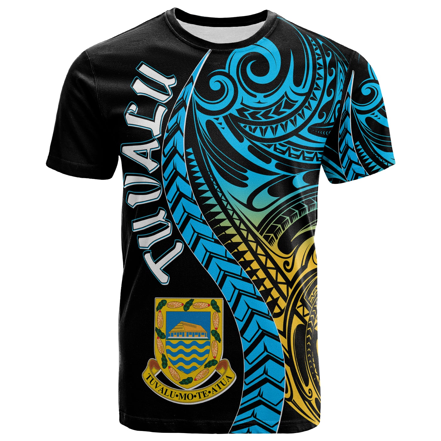 Tuvalu Polynesian T-Shirt - Custom Tuvalu Day with Polynesian Pattern T-Shirt