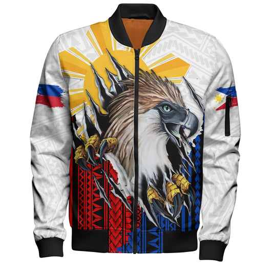 Philippines Filipinos Bomber Jacket Eagle Claws Scratching Grunge Style